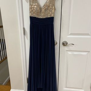 Navy blue gown stones on top slightly shorter in front